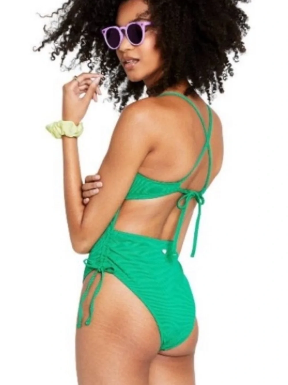 Women’s STONEY CLOVER LN X Target deep v-neck one piece green swimsuit- Sz small - Picture 2 of 6
